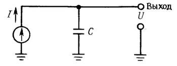 Схема с источником постоянного тока заряжающим конденсатор и генерирующим напряжение в виде линейно - меняющегося сигнала