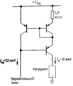 Схема со снижением выходного тока с помощью эмиттерного резистора