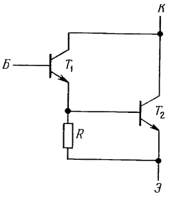 Схема повышающая скорость выключения в составном транзисторе Дарлингтона