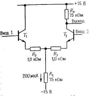 Пример схемы дифференциального усилителя